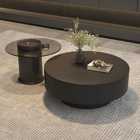 Ensemble Table Basse Moderne Luxe Italien, Table Basse Ronde en Pierre Frittée pour Petit Salon