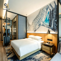 Meubles d'hôtel modernes, mobilier de chambre de luxe pour hôtel 5 étoiles, ensembles de meubles de chambre d'hôtel sur mesure, ensemble de lit en bois pour chambre d'exemple