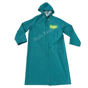 100% New 0.35mm Impermeable Rain Gear Heavy Duty PVC Polyester Raincoat Jas Hujan Reusable XXL/XL Printed Logo Waterproof Hiking