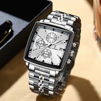 Reloj Poedagar 866 para Hombre, de Lujo, Cuadrado, Cronógrafo, Acero Inoxidable, Luminoso, Resistente al Agua, Venta al Por Mayor, Directo de Fábrica, Listo para Enviar