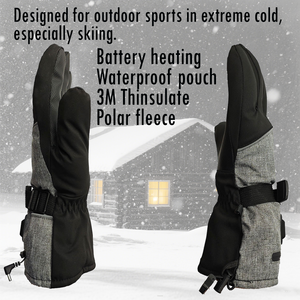 Mitaines de ski chauffantes électriques imperméables et coupe-vent pour hommes et femmes, compatibles avec les écrans tactiles, en polyester, pour le ski d'hiver - Product Image 4