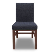 Chaise de salle à manger de luxe en tissu bleu, structure en bois massif, pieds sabre, pour restaurant, hôtel, mobilier commercial en gros