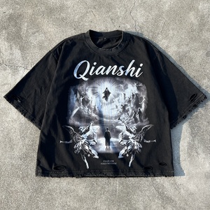 เสื้อยืดคอตตอนทรงโอเวอร์ไซส์ พิมพ์ลาย สไตล์สตรีทแวร์ ผ้าหนา ซักแล้ว ลายกราฟิก เสื้อยืดผู้ชาย ขายส่ง - Product Image 1