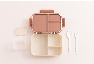 Fiambrera de 3 rejillas <span class=keywords><strong>rectangular</strong></span> para microondas de plástico de 1,2 L al por mayor, contenedor de comida Bento con juego de cubiertos - Product Image 2