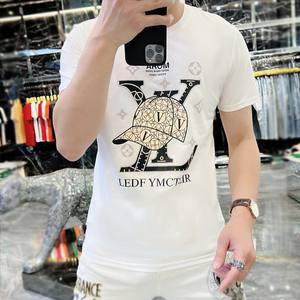 Di alta qualità mercerizzato di cotone 100% vestiti da uomo t-shirt scintillante strass Designer camicie grafico t-shirt per gli uomini - Product Image 4