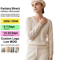 Pull en cachemire pur à 100 % pour femme, col en V, épaules découpées, tricoté à la machine, luxe discret, créateur, OEM personnalisé