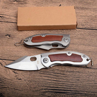 Couteau pliant de poche F113 personnalisé, cadeau, EDC, camping, chasse, tactique, mini, 2,64 pouces, acier inoxydable, portable, verrouillage par insertion, manche en bois