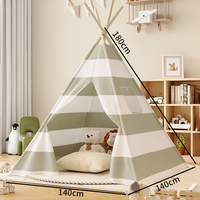 Tente Tipi Indienne en Toile Naturelle Imperméable pour Enfants, Idéale pour le Jeu en Plein Air et le Camping