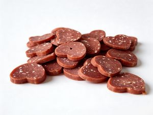 ขนมสัตว์เลี้ยงรูปหัวใจรสเป็ดและปลาค็อด OEM ย่อยง่าย รสชาติสองเท่า สำหรับสุนัขทุกสายพันธุ์ ไม่มีสีสังเคราะห์ 100 กรัม - Product Image 5