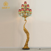 Jewellerytop Lampadaire européen classique antique de luxe décoratif de grande taille en laiton en forme de paon