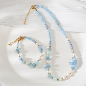 <span class=keywords><strong>Bracelet</strong></span> en perles d'eau douce baroques aigue-marine, réglable, perles irrégulières, pour meilleures amies, étudiantes, femmes, filles, cadeau - Product Image 2