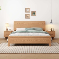 Lit plateforme moderne en chêne massif - Chêne rouge avec tête de lit, taille Queen/King, lit de rangement pour chambres à coucher et projets hôteliers