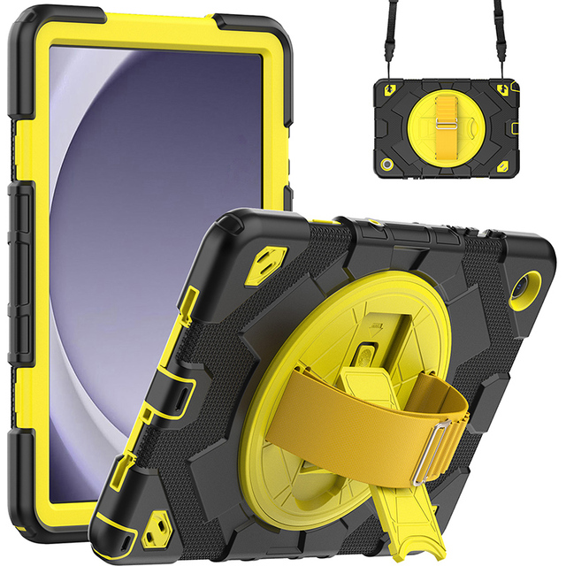 For Samsung Galaxy Tab A9 Plus 11 Inch SM-X210 X215 Silicone Shockproof Rugged Tablet case With Shoulder Hand Strap Kickstand