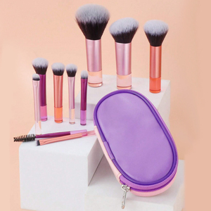 10pcs Travel Makeup Brush Kit Short Handle <b>Mini</b> Cosmetic Brushes with <b>Bag</b> Private Label - Product Image 1