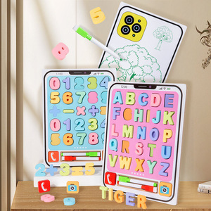 Caldo in legno Multi-funzione per bambini modello di telefono giocattolo Puzzle con alfabeto e riconoscimento dei numeri mano impugnatura bordo illuminazione - Product Image 1
