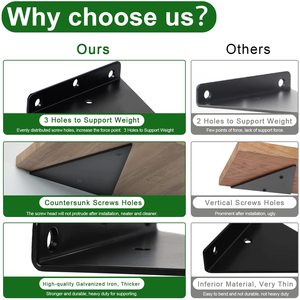 Heavy Duty DIY Shelving Hardware Black Iron Metal <strong>Scaffold</strong> with Triangle <strong>Bracket</strong> Floating Wall <strong>Shelf</strong> <strong>Brackets</strong> - Product Image 5