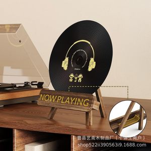 Wooden CD DVD Holder Tripod Desktop Album Vinyl <b>Record</b> Display Rack Living Room Storage <b>Stand</b> - Product Image 1