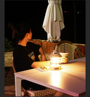 Lustre LED rétro en métal à lumière chaude, rechargeable avec batterie intégrée, lampe de camping, lanterne de camping extérieure avec affichage de la puissance