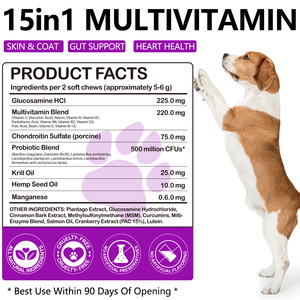 Oimmal, gran oferta, suplementos multivitamínicos para mascotas, sabor a pato 15 en 1, multivitamínicos, masticables suaves para perros con probióticos - Product Image 4