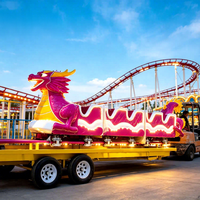Manège mobile Dragon Roller Coaster à 14 places avec remorque, pour parcs d'attractions de jardin, à vendre