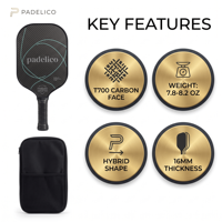 Nouvelle pagaie de pickleball personnalisée en fibre de carbone 2027 avec surface rugueuse et épaisseur de 14 mm ou 16 mm pour le jeu professionnel sur terrain