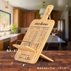 Porte-recettes en bois Albert & Grace avec tableau de conversion, support de bureau pour la cuisine - Product Image 3