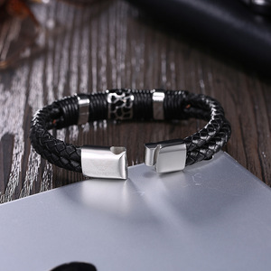 Pulsera Unisex de Cuero Genuino Trenzado con Estampado de Leopardo y Adorno de Goma, Estilo Náutico, Tendencia Europea y Americana Transfronteriza - Product Image 6