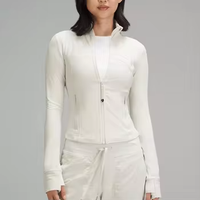 OEM veste de fitness et de gymnastique extensible à fermeture éclair complète pour femmes, sensation de nue, veste de yoga à manches longues avec trou pour le pouce, ensembles de style imprimé