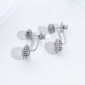 Pendientes de diamantes redondos de oro blanco de 18 quilates Messi Jewelry MSE-960 para mujer - Product Image 3