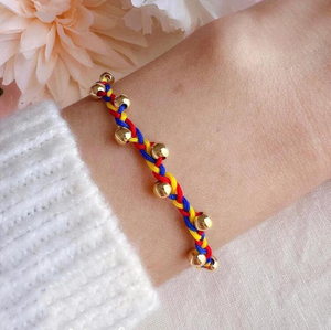 Bandera de moda pulsera de cuerda trenzada hecha a mano de acero inoxidable Cuenta de oro ajustable pulsera de banderas de países africanos <span class=keywords><strong>colombianos</strong></span> - Product Image 5