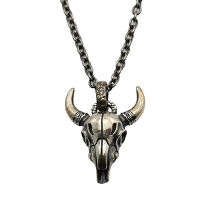 Pendentif année 925 en forme <span class=keywords><strong>de</strong></span> crâne <span class=keywords><strong>de</strong></span> vache, Unique, argent, bijou Hip Hop, pendentif pour hommes - Product Image 3