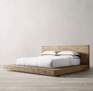Lit double en bois massif de style américain, idéal pour villa, club ou maison, personnalisable, mobilier de chambre à coucher, export direct d'usine - Product Image 4