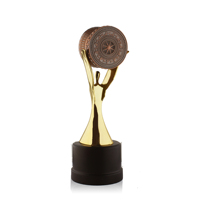 Figurines de trophée en métal fabriquées sur mesure en chine, soulevez le tambour avec une Base en bois pour la décoration de cadeau souvenir