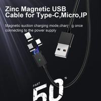 Câble USB-C/Micro USB magnétique 3-en-1 à charge rapide 3A, avec gaine en PVC tressée en nylon durable, pour iPhone