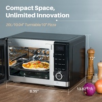 Four à micro-ondes multifonctionnel électrique haut de gamme 12-en-1 20L 700W en acier inoxydable, combinant grill et friteuse à air, pour usage hôtelier