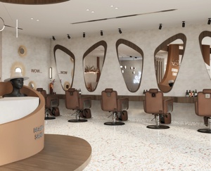 Muebles de Salón de Belleza Europeos, Mostrador de Exhibición de Productos de Salón con Forma Personalizada, Diseños de Interiores para Salón - Product Image 1