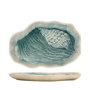 Piatto Piatto Verde Mare a Forma di Conchiglia 29x19 Cm con Design Astratto - Product Image 2