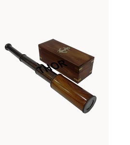 14\" Nautical Portable Collapsible Handheld Spyglass Brown Wooden <b>Telescope</b> Original Archer Wooden Box for Navigation Outdoor - Product Image 1