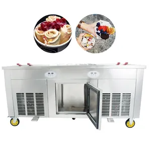 Factory Price Ice Cream Roll Making Cold Plate Double Pan Fried Ice Cream Roll Machine