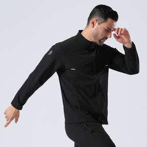 <span class=keywords><strong>Veste</strong></span> coupe-vent à fermeture éclair à manches longues pour le sport, la course à pied et la remise en forme, séchage rapide, protection solaire, respirante, pour hommes, vêtements d'extérieur - Product Image 3