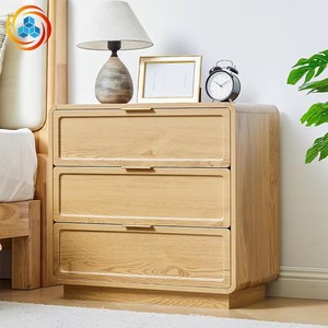 Contemporary 3-Drawer MDF Nightstand Modern Simple Design Multiple Finishes Available <b>Rounded</b> Corner Home Furniture - Product Image 3