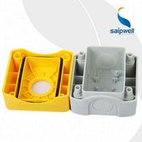 SAIPWELL Boîte de commande d'arrêt d'urgence jaune Boîte de bouton à sens unique Boîte de commutation à un trou avec fusible à réinitialisation automatique