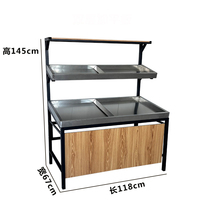 Table d'affichage personnalisée pour fruits Conception de magasin de légumes Étagère de supermarché en bois durable en acier inoxydable Taille personnalisable Lumière