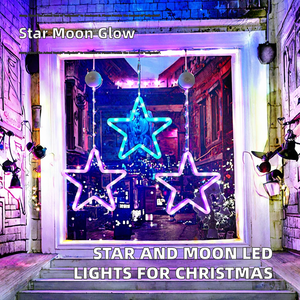 Indoor/<b>Outdoor</b> Home Wall Decor LED <b>Light</b> Star and Moon Design with IP44 Rating and 61M Length for Christmas Holiday Season - Product Image 2