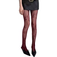 Nouvelles collants résille sexy en nylon transparent, style romantique français, motif jacquard ajouré papillon et fleur, pour un look pur et sensuel