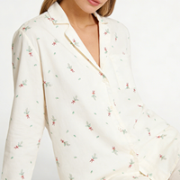 Ensemble de pyjama pour femmes Beefey de haute qualité, imprimé floral, doux, respirant, manches longues et pantalon, tissu confortable et douillet pour la maison