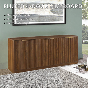 Aparador/Buffet Estético de 4 Puertas con Panel Plano, Mueble de Almacenamiento para Entrada, Consola, Bar en Casa, Sala de Estar, Madera - Product Image 2