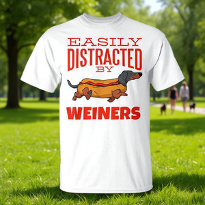 Camiseta con estampado de hot dog de Weiners Dachshund que te distrae fácilmente - Product Image 2