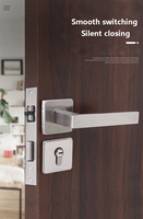 Poignée de porte carrée en acier inoxydable pour porte en bois d'appartement, installation facile et moderne, avec garantie d'un an