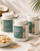 Emballage personnalisé en carton pour chips de noix de coco avec couvercle à vis en fer blanc pour snacks croustillants, noix et stockage d'aliments secs de qualité supérieure